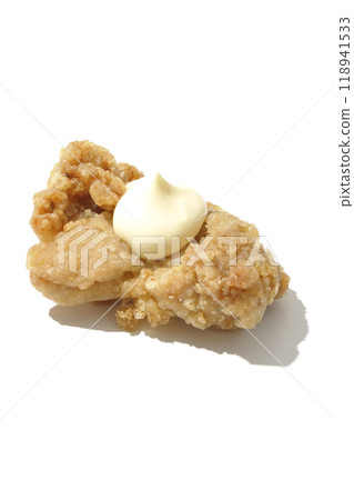 Fried chicken with mayonnaise photographed on a white background Fried chicken with mayonnaise photographed on a white background 118941533