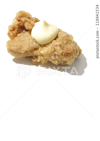 Fried chicken with mayonnaise photographed on a white background Fried chicken with mayonnaise photographed on a white background 118941534