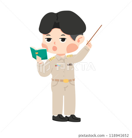 Thai teacher man in uniform character pose Thai teacher man in uniform character pose 118941652