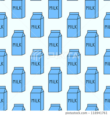Seamless Pattern with Milk Box. Carton packaging. Dairy product. Vector flat illustration. Seamless Pattern with Milk Box. Carton packaging. Dairy product. Vector flat illustration. 118941761