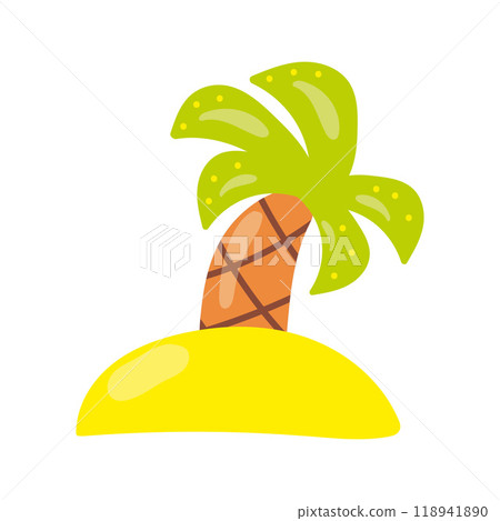 Tropical palm on sand colored isolated on white background. Tropical palm on sand colored isolated on white background. 118941890