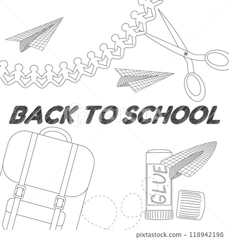 School Supplies Coloring Page for Back to School School Supplies Coloring Page for Back to School 118942198