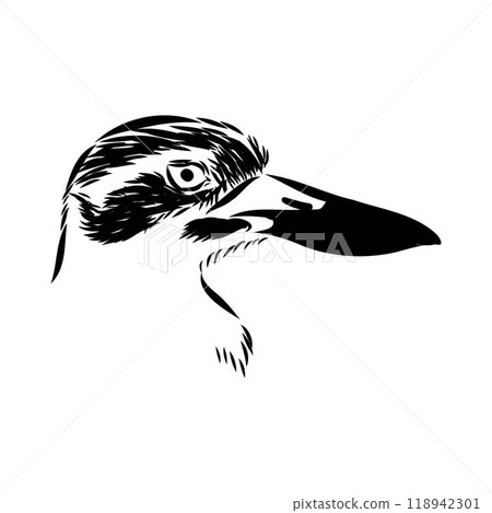 Vector card with hand drawn cute plover. Beautiful animal design elements, ink drawing 118942301