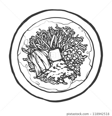 Hand-drawn illustration of miso ramen Hand-drawn illustration of miso ramen 118942518