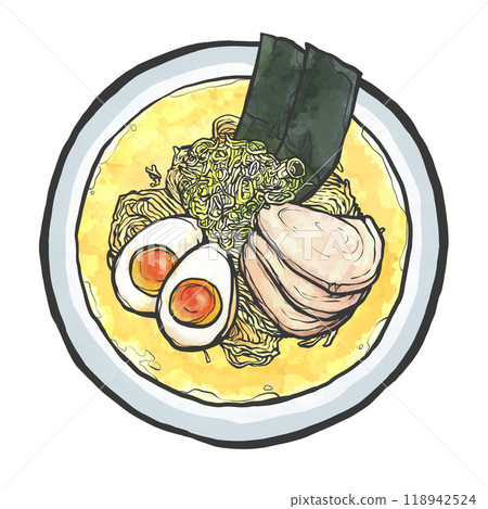 鹽拉麵的手寫筆畫風格插畫 118942524