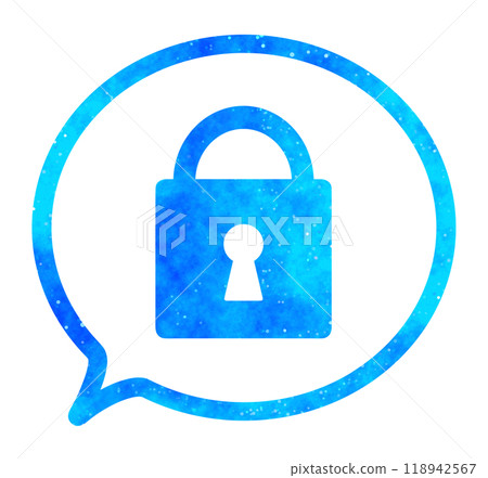 Blue starry sky | Speech bubble with padlock symbol 118942567
