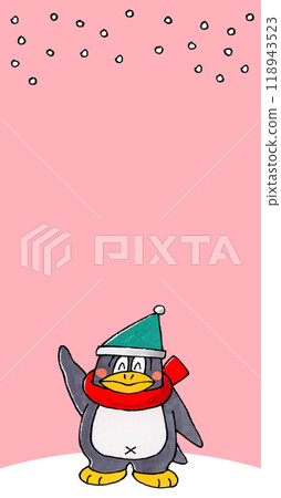 企鵝角色複製空間（垂直粉紅色） 118943523