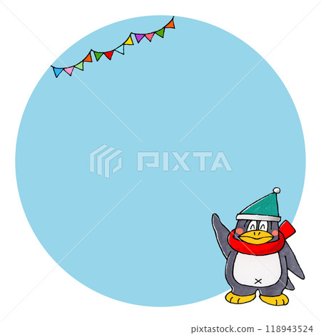 企鵝角色複製空間（圓形藍色） 118943524