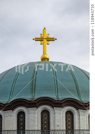 Dome of Saint Sava church, one of the biggest Orthodox Christian churches in the world in Belgrade, Serbia 118943710