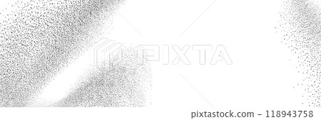 A wave of black dots with a sandy texture. An abstract, grainy background featuring a noisy gradient pattern. 118943758