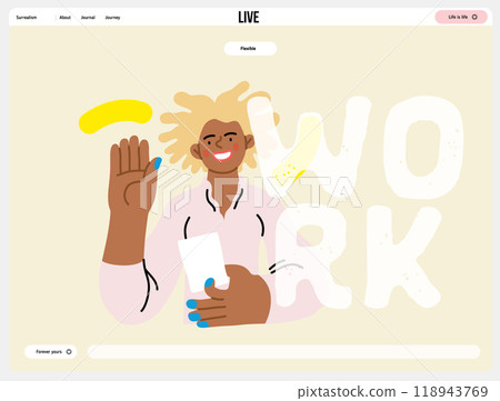 Creative Workspace: Video Conference, modern flat vector concept illustration of person engaging in virtual business meeting Connectivity, collaboration, digital interaction, remote work, productivity 118943769