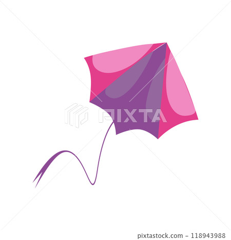 Flying kite violet color isolated, outdoor toy in air freedom 118943988