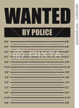 Wanted by police, banner with mugshot template scale inch 118943995