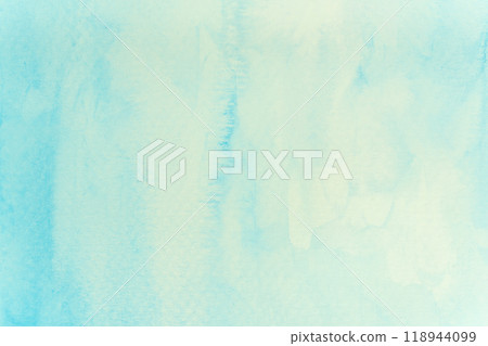 Close up of water color strokes painting on paper. Green and blue Watercolor. 118944099