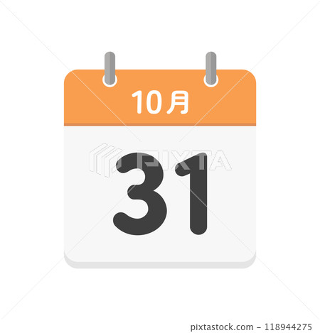 10 月 31 日每日日曆圖示 - 萬聖節圖像和 10/31 日本日曆素材 118944275