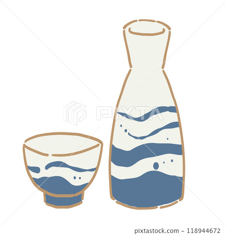Illustration of Inoguchi and sake bottle 118944672