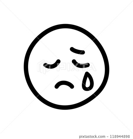 Hand-drawn cute emoticons and emoticons icons: crying, sad, black Hand-drawn cute emoticons and emoticons icons: crying, sad, black 118944898