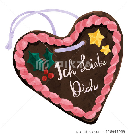 Lebkuchen watercolor hand-drawn illustration Lebkuchen watercolor hand-drawn illustration 118945069