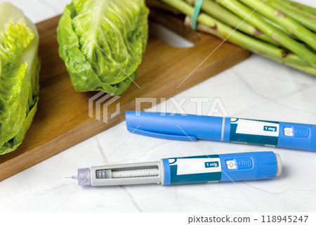 Original Danish Ozempic Insulin injection pen for diabetics and vegetables. Original Danish Ozempic Insulin injection pen for diabetics and vegetables. 118945247