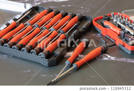 Set of work tools for various repairs. Set of work tools for various repairs. 118945312