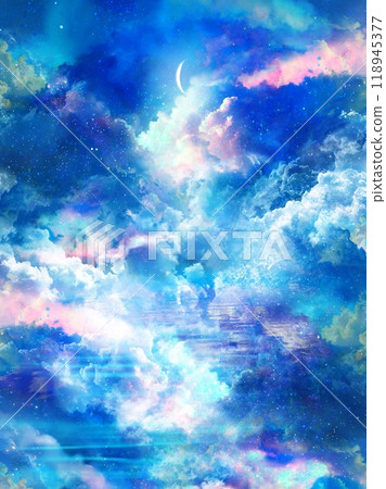 柔和的彩色雷雨雲的神秘天堂背景圖(垂直構圖) 柔和的彩色雷雨雲的神秘天堂背景圖(垂直構圖) 118945377