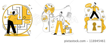 Work with data vector illustration. Finance and economy find harmony in symphony conducted by data analytics Management charts course to success with aid insights from data analytics Work with data vector illustration. Finance and economy find harmony in symphony conducted by data analytics Management charts course to success with aid insights from data analytics 118945461