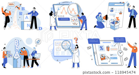 Company build vector illustration. Strategy, compass, navigates company through dynamic currents business landscape Corporate, ecosystem, fosters growth and synergy elements within microcosm company 118945474