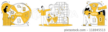 Work with data vector illustration. Analyzing statistics is artisans touch in world financial data Reports echo wisdom distilled from vast sea data through analytics Progress is symphony orchestrated Work with data vector illustration. Analyzing statistics is artisans touch in world financial data Reports echo wisdom distilled from vast sea data through analytics Progress is symphony orchestrated 118945513