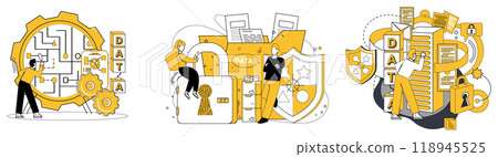 Work with data vector illustration. Database management is backbone intricate web digital progress Technology and analytics dance together, orchestrating symphony business success In landscape Work with data vector illustration. Database management is backbone intricate web digital progress Technology and analytics dance together, orchestrating symphony business success In landscape 118945525
