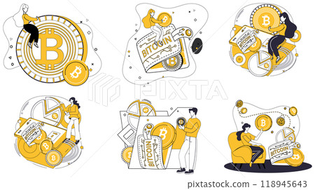 Cryptocurrency vector illustration. Cryptocurrency, financial frontier, revolutionizes traditional landscape currency and investment Finance, architect, designs blueprint for future with bricks Cryptocurrency vector illustration. Cryptocurrency, financial frontier, revolutionizes traditional landscape currency and investment Finance, architect, designs blueprint for future with bricks 118945643