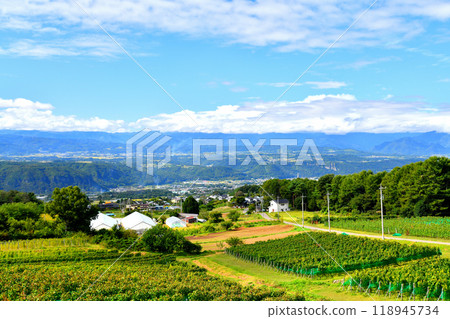 View of Mimaki-no-yu, the Mimakihara (Mimakigahara) plateau, and the Yaehara area (Komoro City, Nagano Prefecture) [September 2024] 118945734