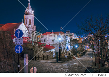 [#Hakodate] Catholic Motomachi Church at night as seen from Chacha Nobori 118945881