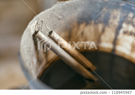 Close up Tools for forming clay on background Close up Tools for forming clay on background 118945987