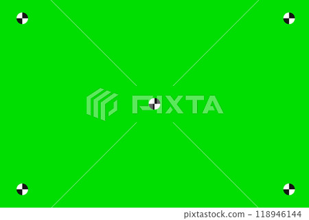 chroma key green screen background, viewfinder camera frame, video film screen template, overlay. Cinema display with grid. 118946144