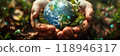 Mother Earth. Globe in human hands. 118946317