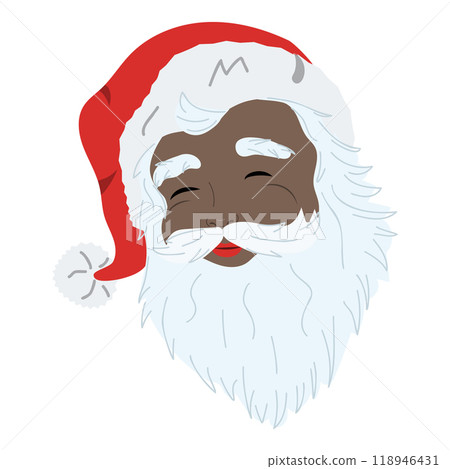 African american Santa head. Christmas vector illustration. African american Santa head. Christmas vector illustration. 118946431