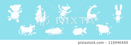 Animal in Shape of Clouds in Blue Sky Vector Set 118946489