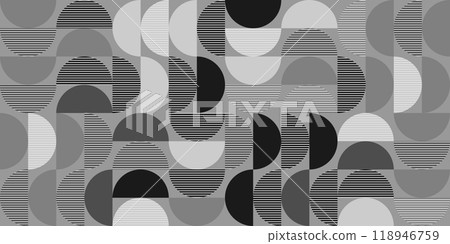 Semicircle seamless pattern. Half circle geometric pattern vector illustration. Vector illustration 118946759