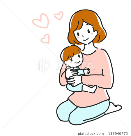 一位母親微笑著抱著她的孩子的插圖 118946773