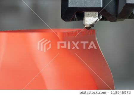 Close up scene the additive manufacturing by 3D printer machine. Close up scene the additive manufacturing by 3D printer machine. 118946973