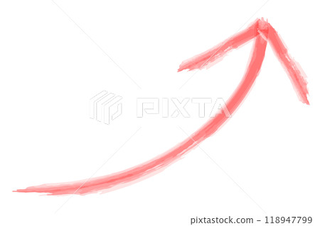 Red watercolor style rising curve arrow illustration Red watercolor style rising curve arrow illustration 118947799