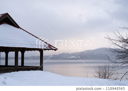 Lake Tazawa winter scenery in Akita, Japan Lake Tazawa winter scenery in Akita, Japan 118948565
