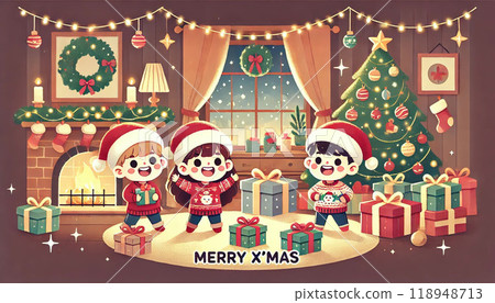 [16:9版本] 3個孩子的聖誕派對 聖誕快樂聖誕家庭派對 118948713