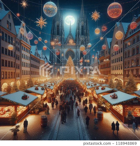美麗的燈飾和聖誕市場 美麗的燈飾和聖誕市場 118948869