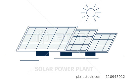 Solar power plant. Renewable energy line icon 118948912