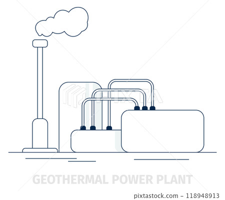 Geothermal power plant. Renewable energy generator icon 118948913