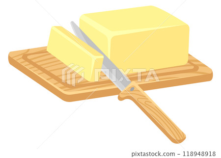 Cutting butter cartoon icon. Natural dairy ingredient 118948918