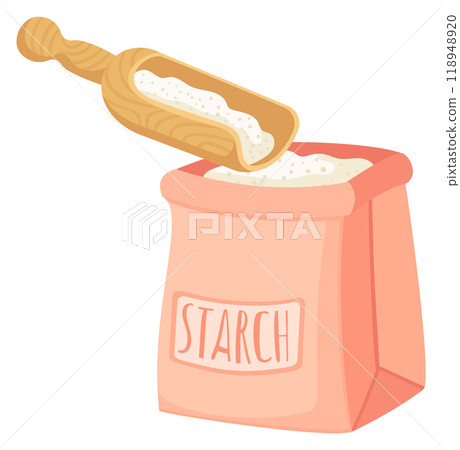 Starch bag cartoon icon. Cooking recipe illustration 118948920