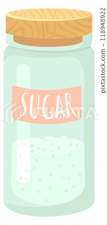 Sugar in glass jar cartoon icon. Natural sweetener 118948922
