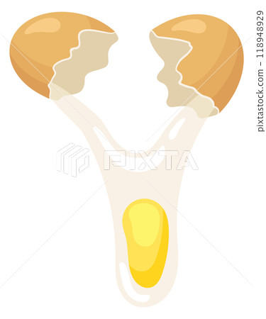 Break egg with falling yolk for cooking. Recipe icon 118948929